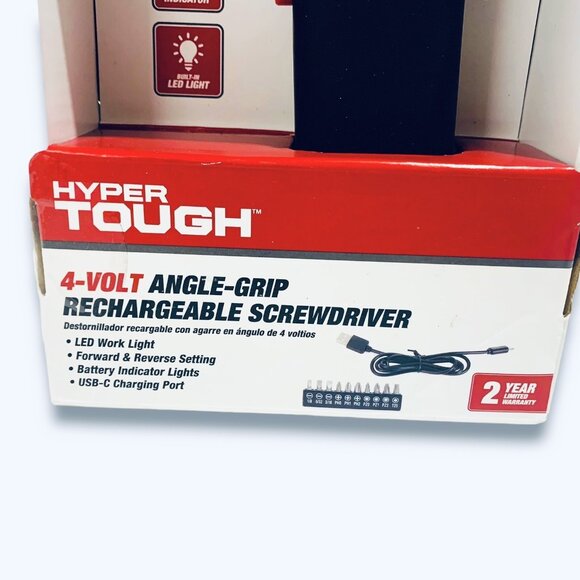 Hyper Tough 4-Volt MAX* Lithium-Ion Angle-Grip Cordless Screwdriver! NEW! NIB! - Picture 2 of 7
